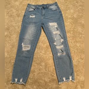 Straight leg, ankle cropped jeans